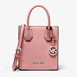 Michael Kors Pink Primrose Mercer Extra Small Pebbled Leather Crossbody Bag